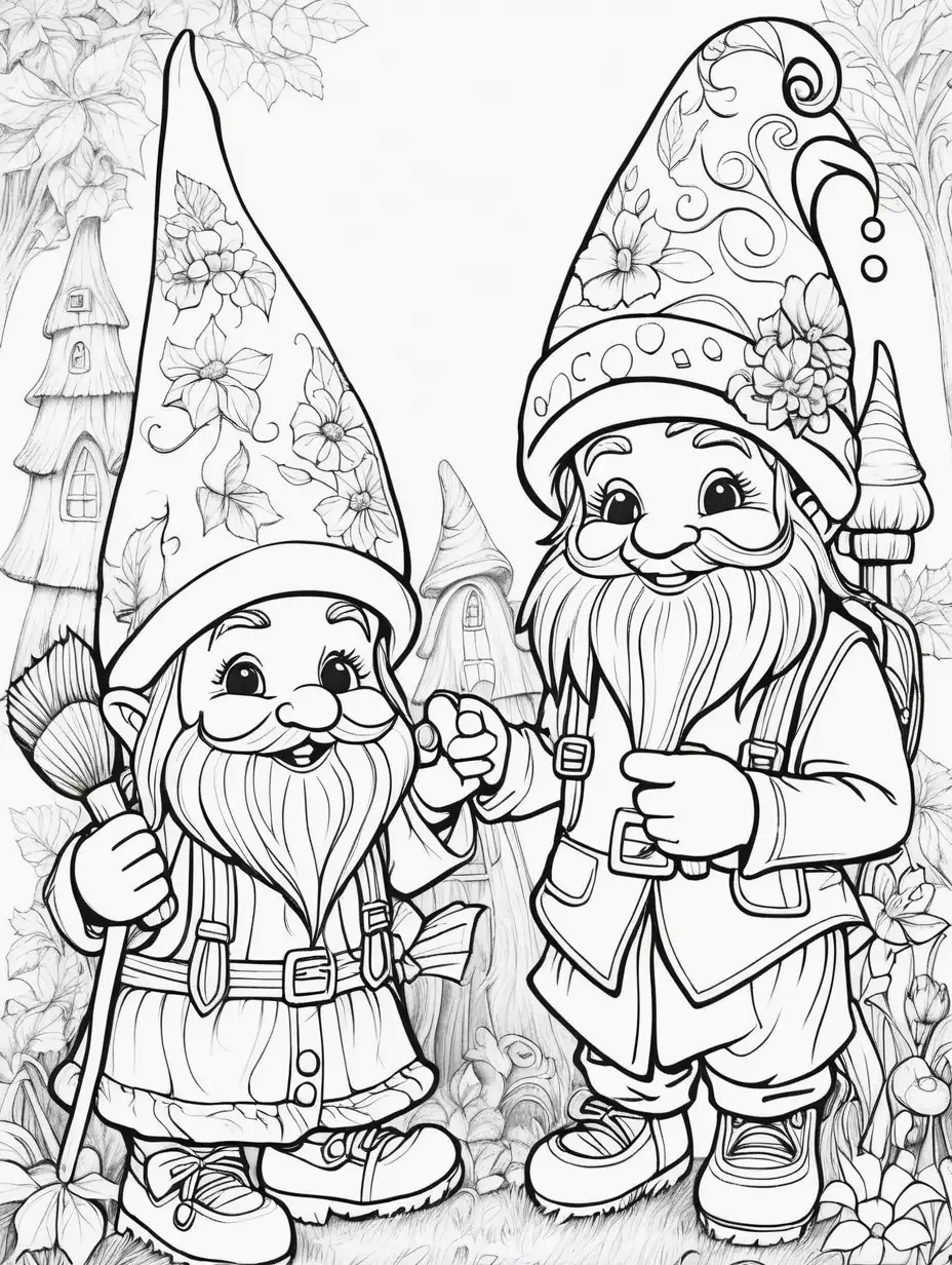 Joyful Gnomes Coloring Pages for Relaxation and Creativity