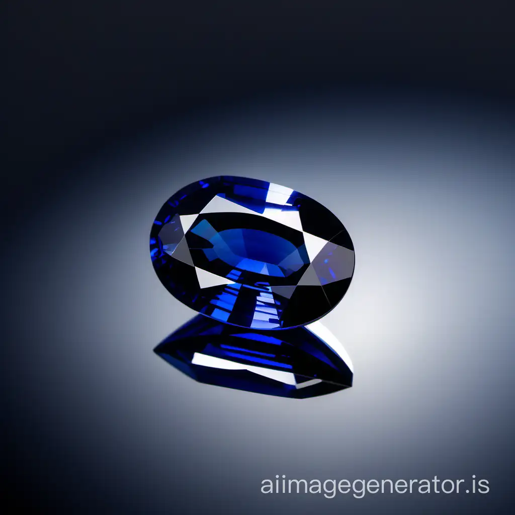 Elegant-Blue-Sapphire-Oval-Step-Cut-Gemstone-on-Reflective-Surface