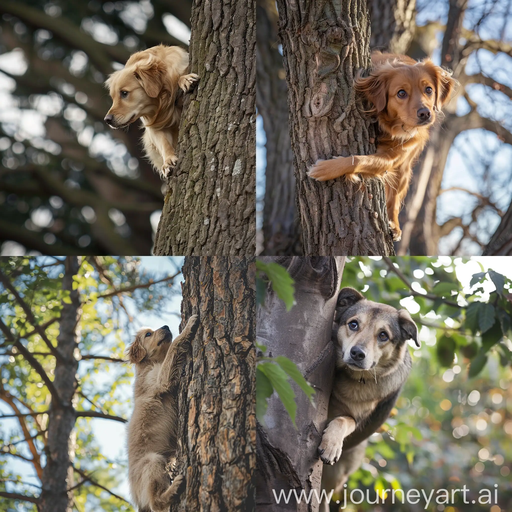 Adventurous-Dog-Climbing-Tree