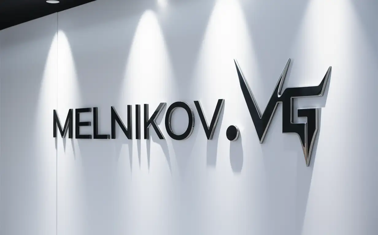 Analog of the logo "Melnikov.VG", clean white background