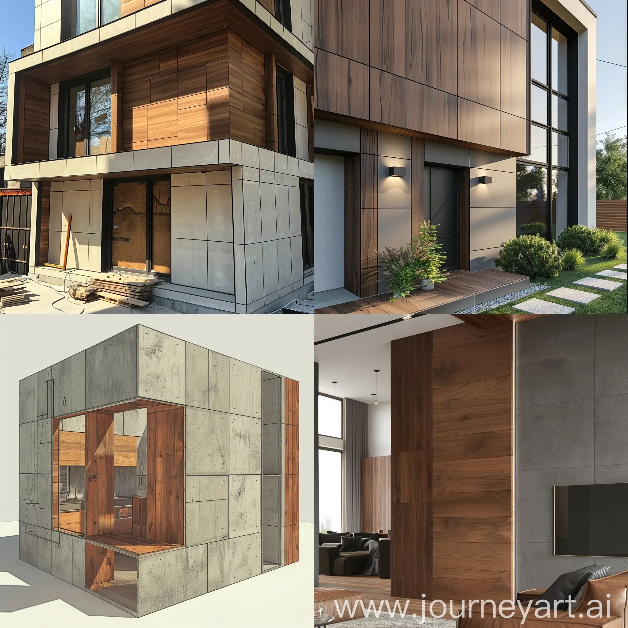 Modular-House-Construction-with-Decorative-Finishes-Imitation-Timber-and-Walnut-Wood-Color