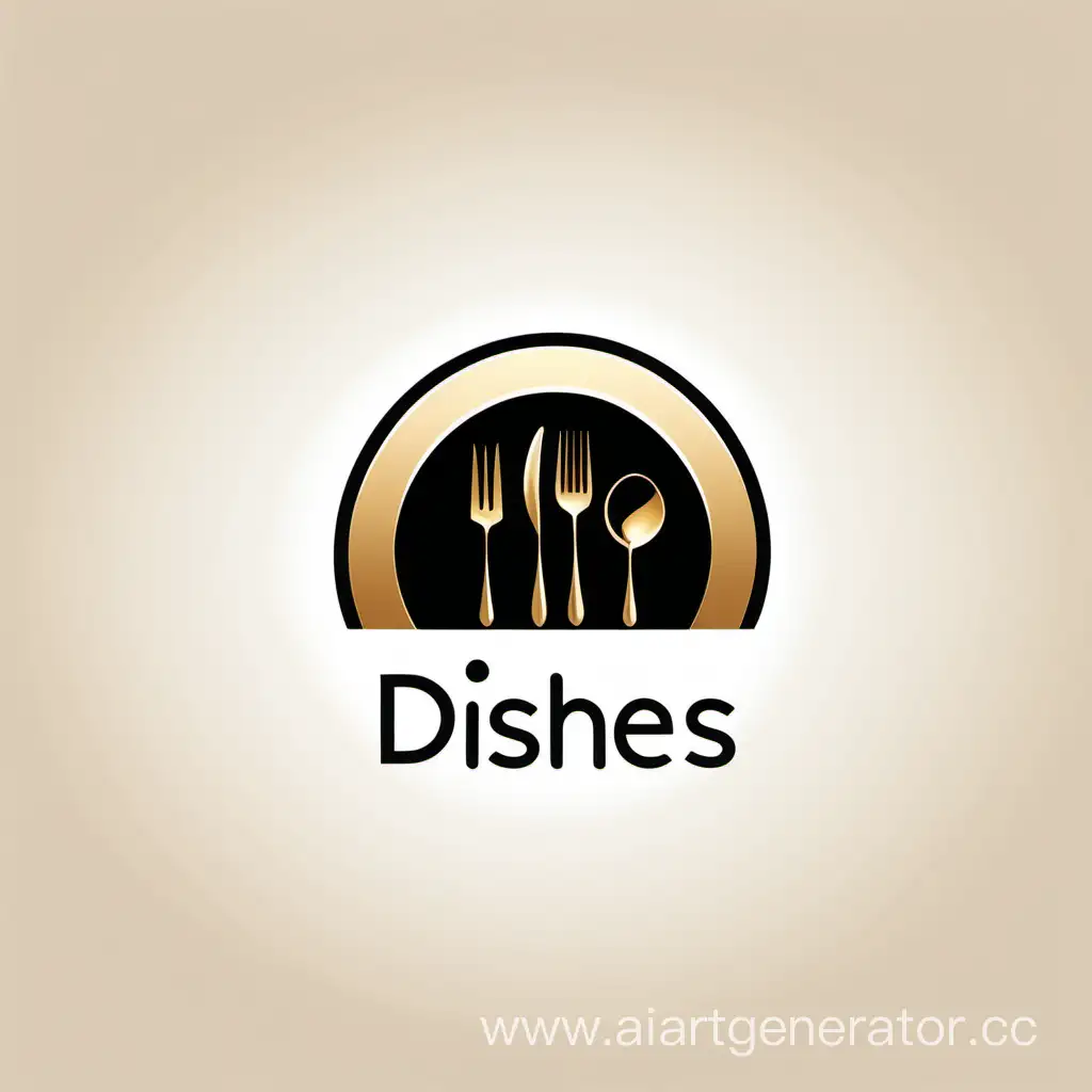  Dishes Grand магазин посуды современный  лаконичный логотип черного, бежевого и золотого цвета 