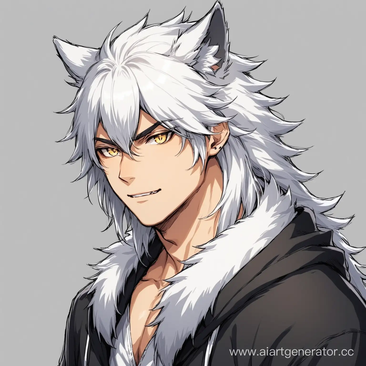 Wolf guy with white hair
