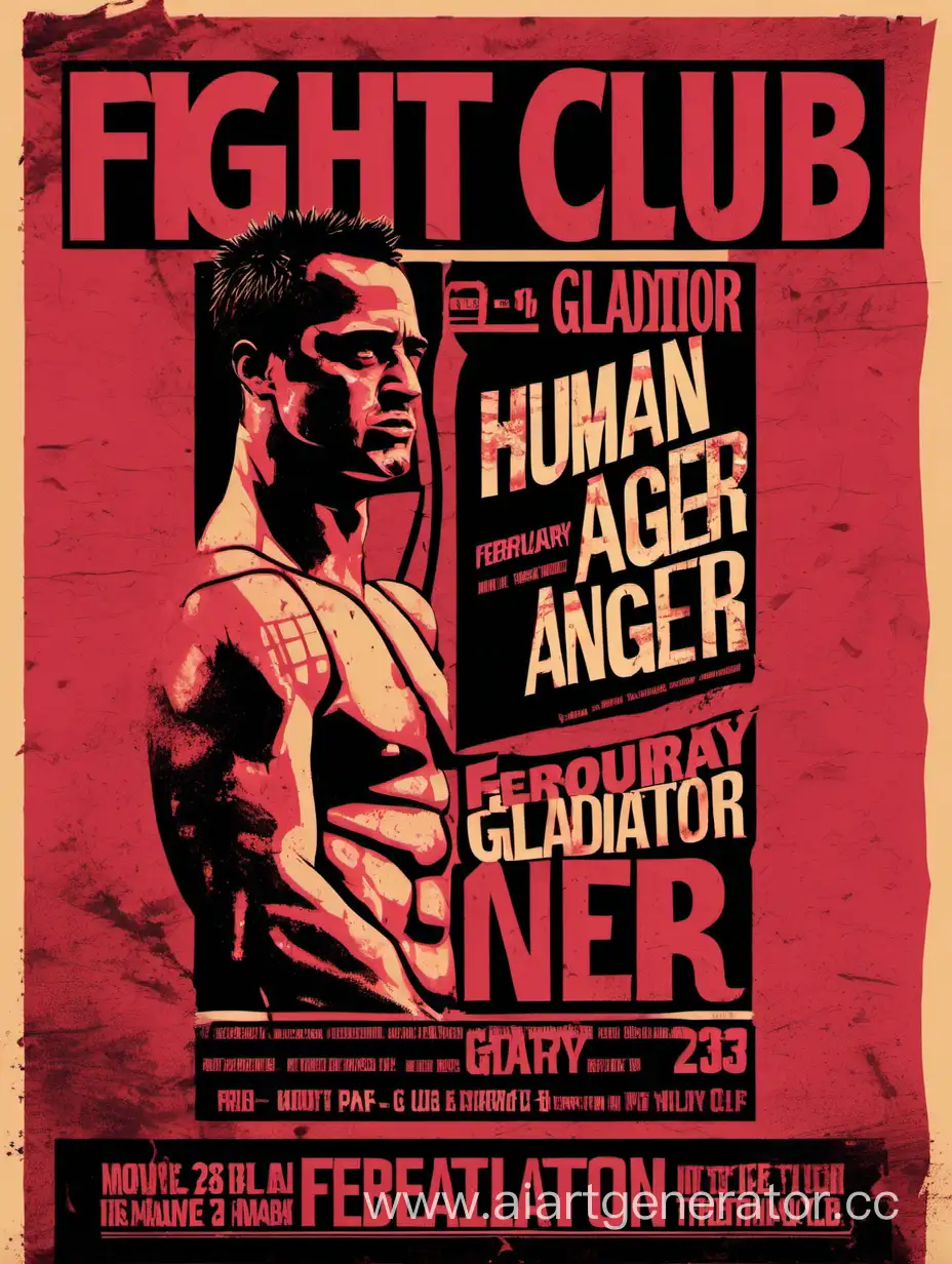 Бойцовский клуб , Гнев человеческий, Гладиатор, плакат к 23 февраля, для кинопоказа 