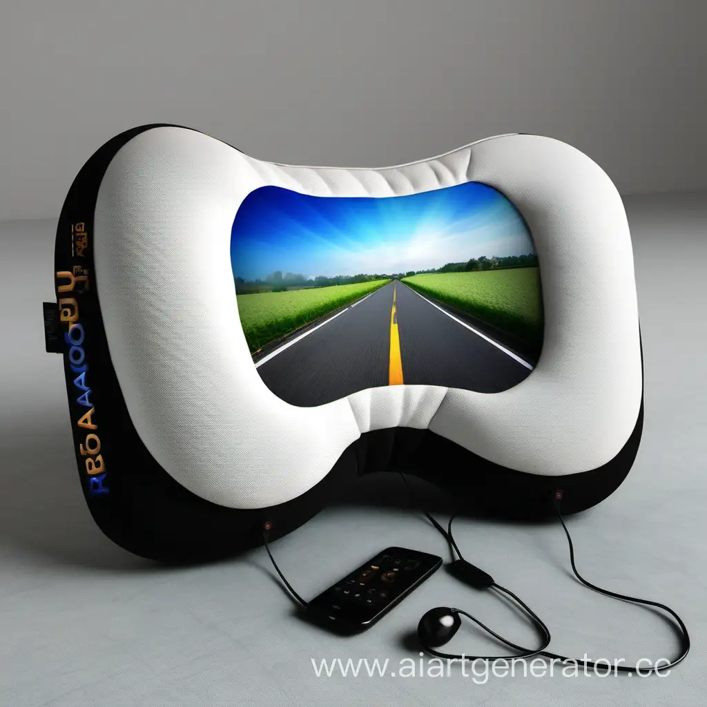 дорожная подушка оборудованная специальным мультимедийным устройством