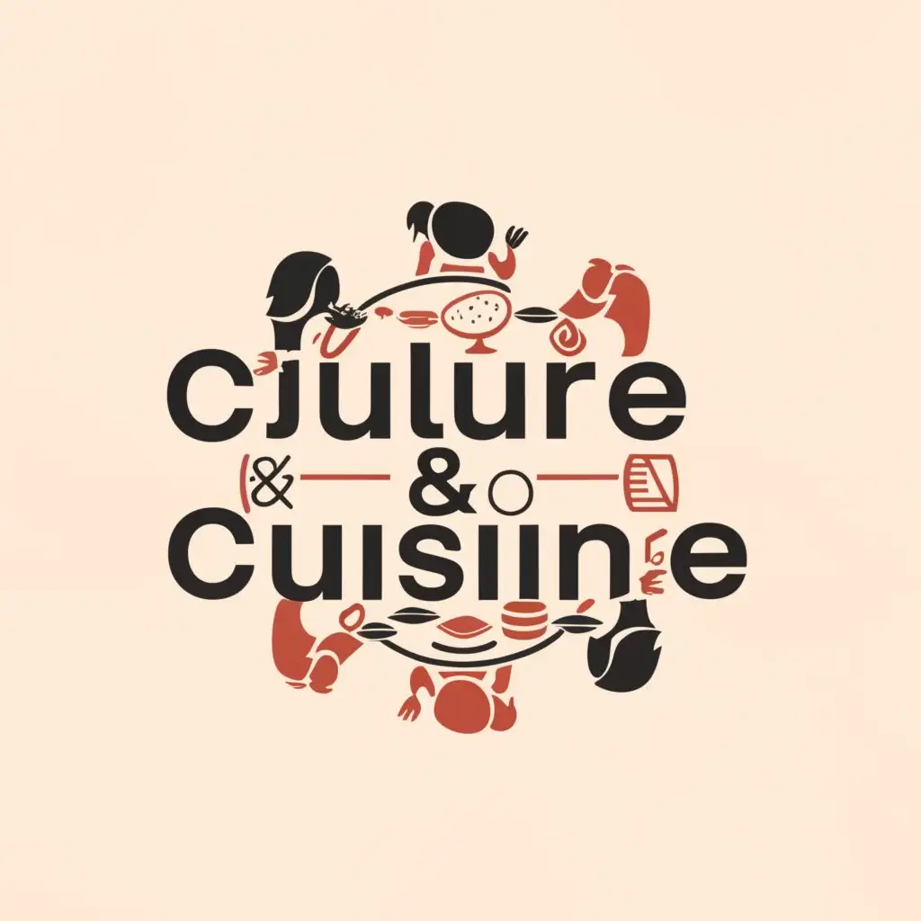 a logo design,with the text "Culture & Cuisine", main symbol:Cultural diversity and dinner plates with meats and rice,Minimalistic,be used in Restaurant industry,clear background