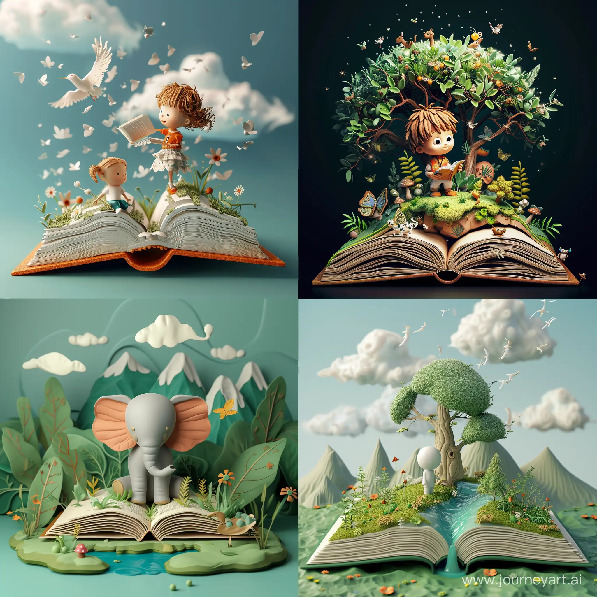 3d children story book illustration