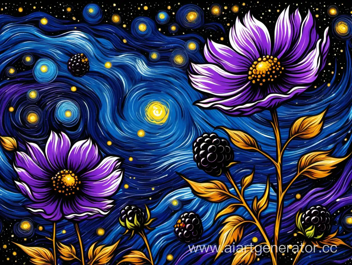 Van-Goghinspired-Cosmos-Purple-and-Blue-Space-with-Blackberry