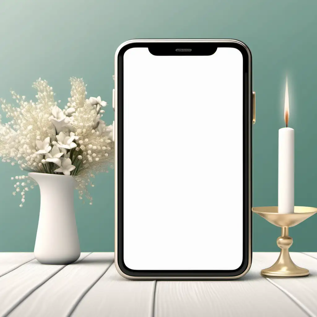 Phone mockup, with blank screen, with wedding scene.