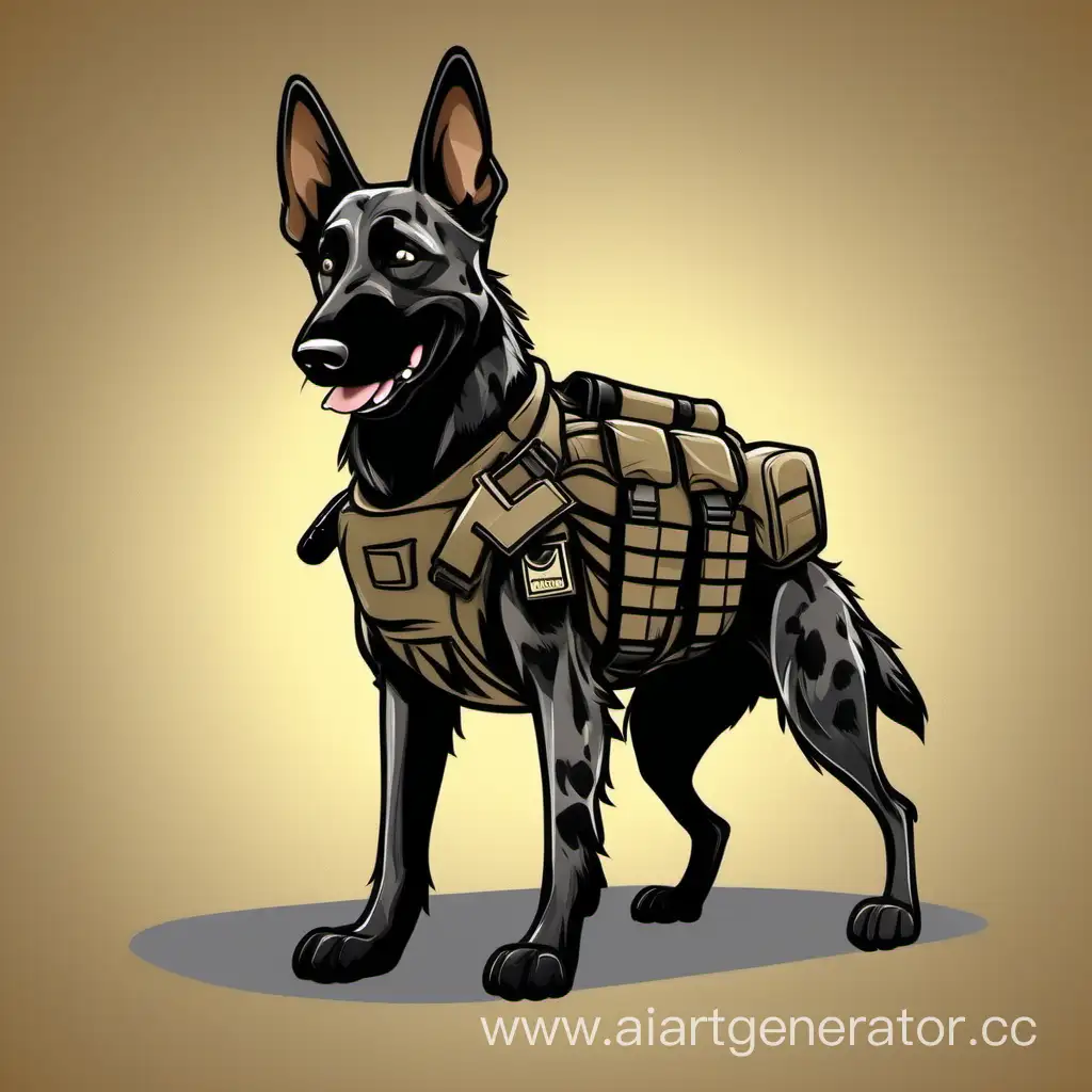 Poster Pixar. Dutch shepherd tactical dog, cartoon style 