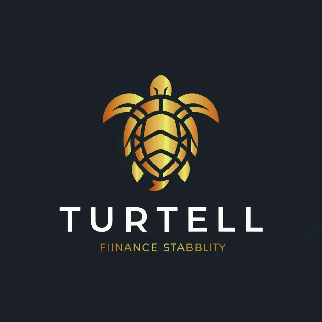 a logo design,with the text "turtel", main symbol:golden  shall from above,Minimalistic,be used in Finance industry,clear background