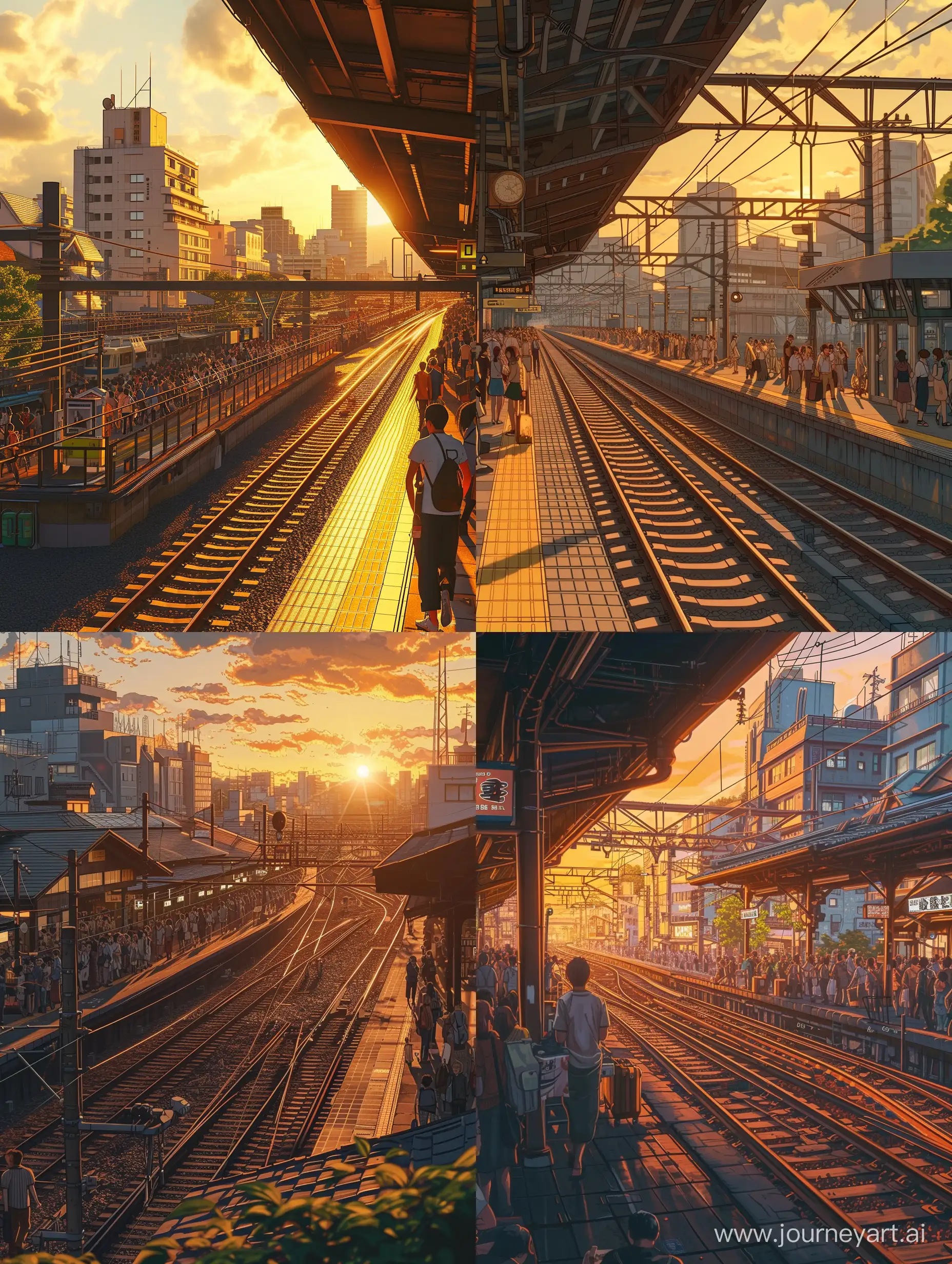 Cityscape-Bustling-Japanese-Train-Station-at-Golden-Hour-Studio-Ghibli-Style