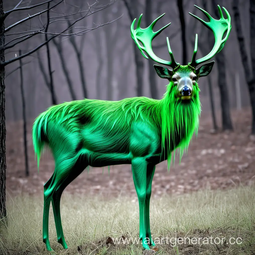 Majestic-Green-Deer-with-Drooping-Antlers-in-Enchanted-Forest