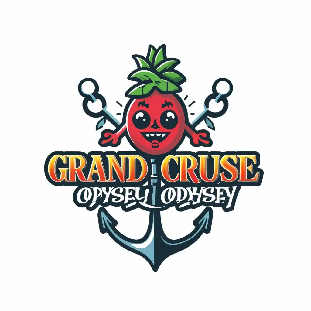 a logo design,with the text "Grand Cruise Odessey", main symbol:devil fruits,ship,anchor,Moderate,be used in Entertainment industry,clear background