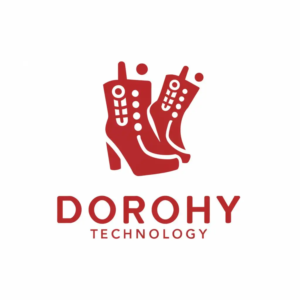 a logo design,with the text "Dorothy Technology", main symbol:---We need a design that can be round and rectangular
-- the red boots are big to our brand- they need to be in our logo
-- the boots need to be red
-- please use the same font for "Dorothy" and "Technology"
-- the word "Dorothy" needs to be larger than "Technology",Moderate,be used in Technology industry,clear background