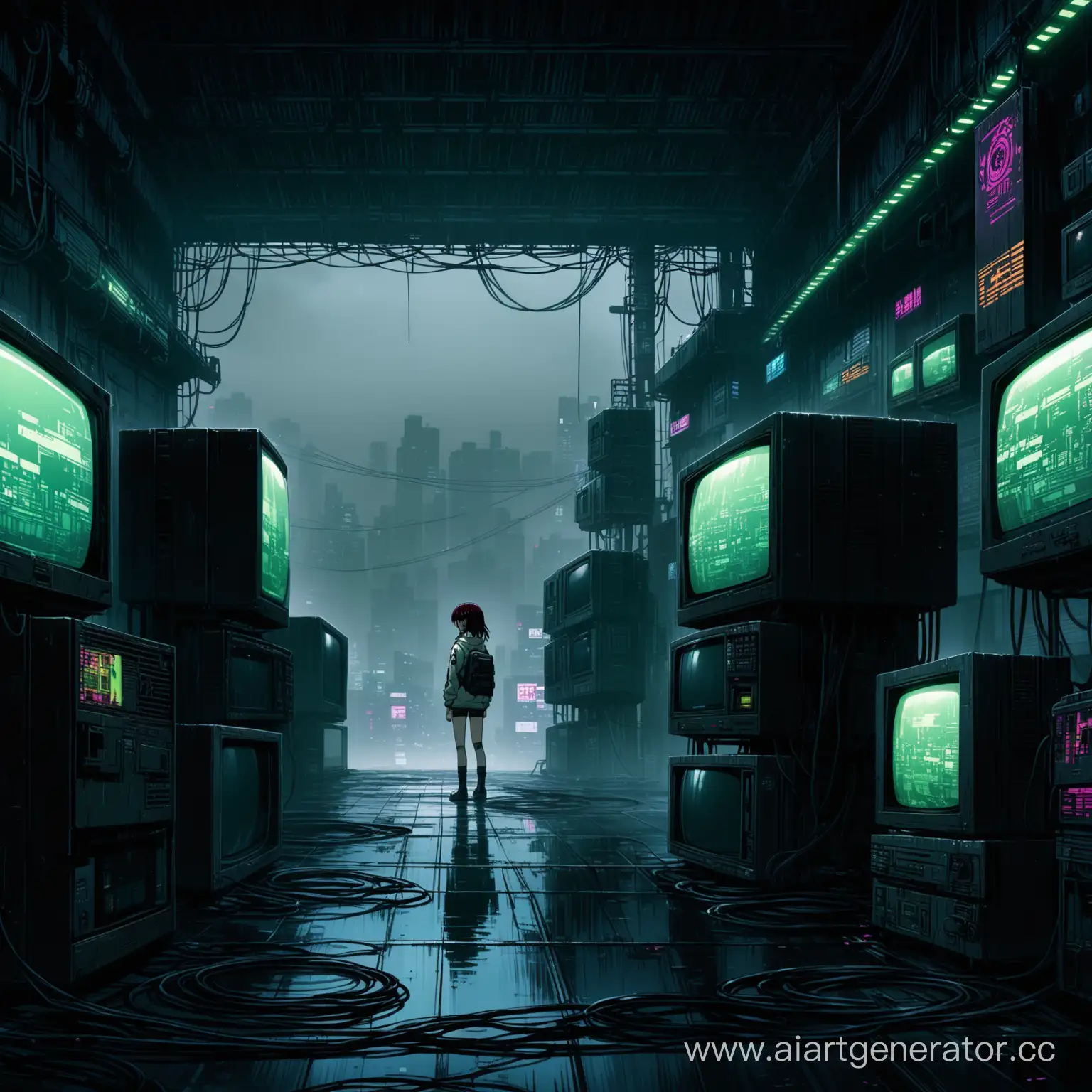 Dark-Cyberpunk-Scene-with-Lain-Iwakura-on-Televisions