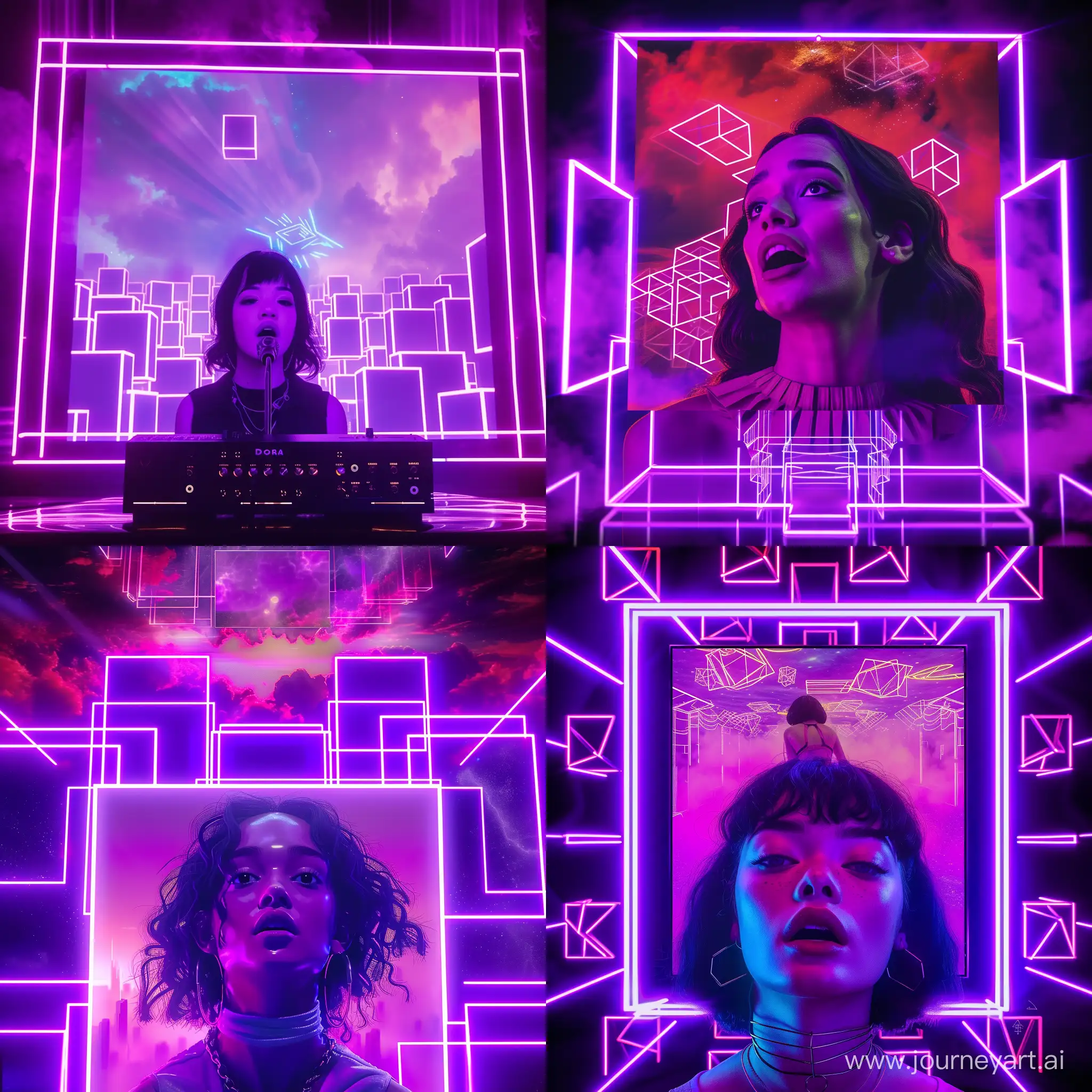 Captivating-Dora-Performance-with-Neon-Cubes-Background
