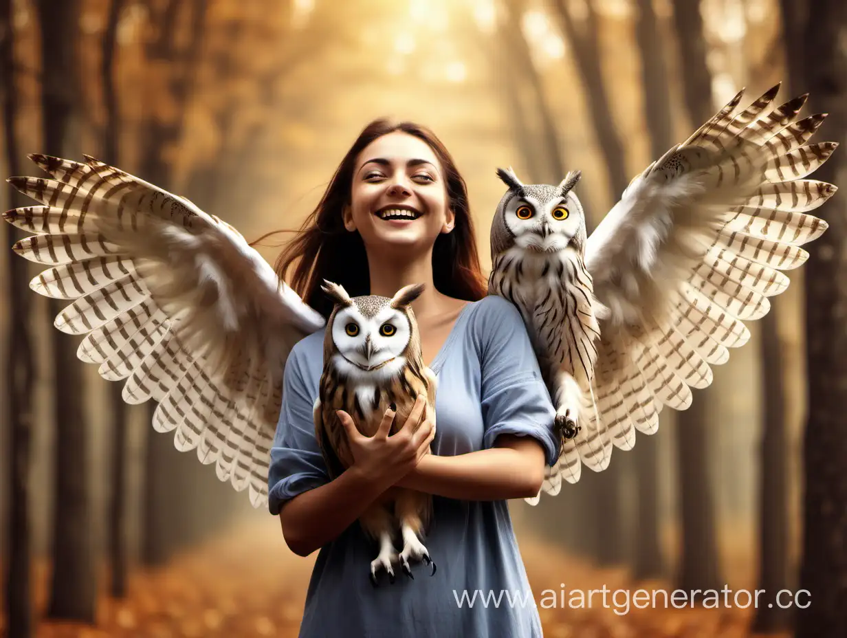 Smiling-Woman-with-Spreading-Owl-Wings