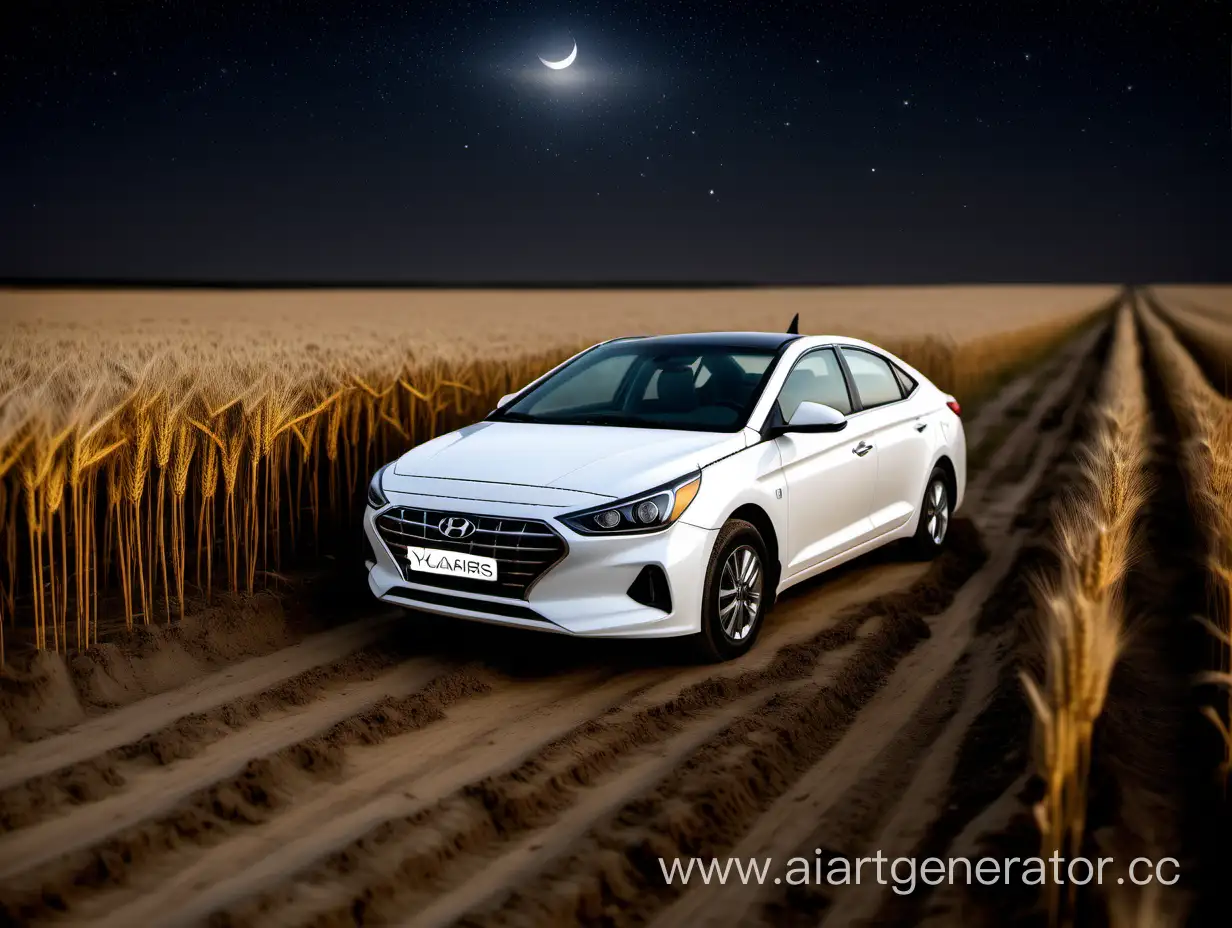 Starry-Night-Drive-Yandex-Taxi-Hyundai-Solaris-2017-in-a-Moonlit-Wheat-Field