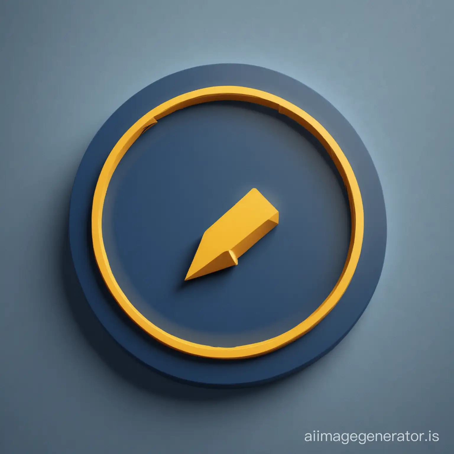 CREATE A 3D IMAGE OF A DARK BLUE AND SHAPED ICON OF YELLOW COLOR ESCLAMATION POINT WITHIN A BLUE  COLOR CIRCLE IN THE CENTER WITH BRNANCO BACKGROUND