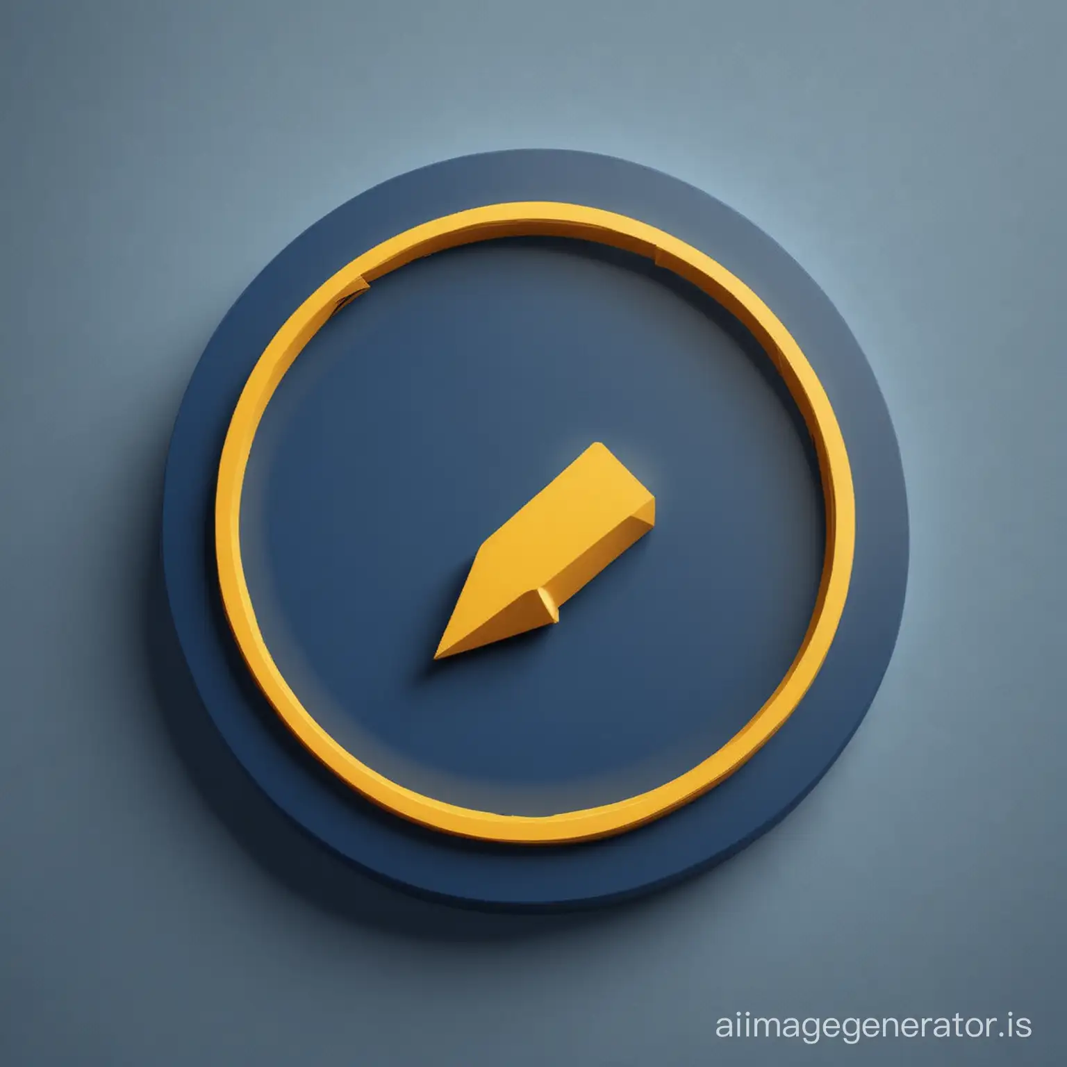 CREATE A 3D IMAGE OF A DARK BLUE AND SHAPED ICON OF YELLOW COLOR ESCLAMATION POINT WITHIN A BLUE  COLOR CIRCLE IN THE CENTER 
WITH BRNANCO BACKGROUND