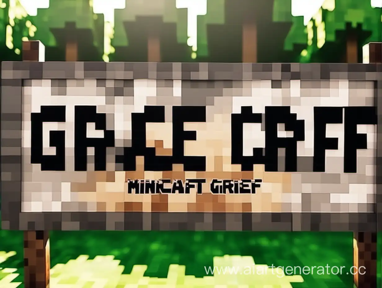Надпись Grace Grief с тематикой minecraft

