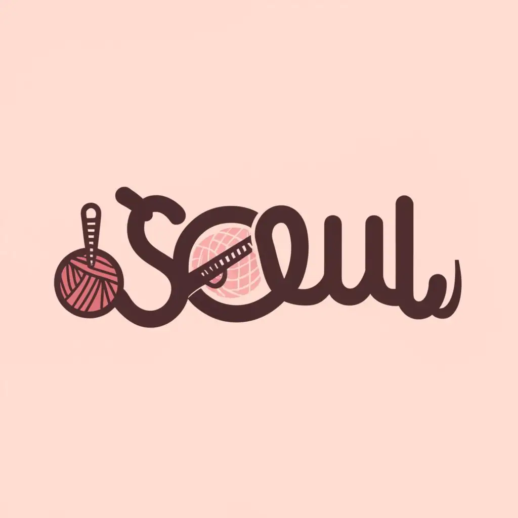 LOGO-Design-for-Soul-Pink-Crochet-Ball-and-Needle-Emblem