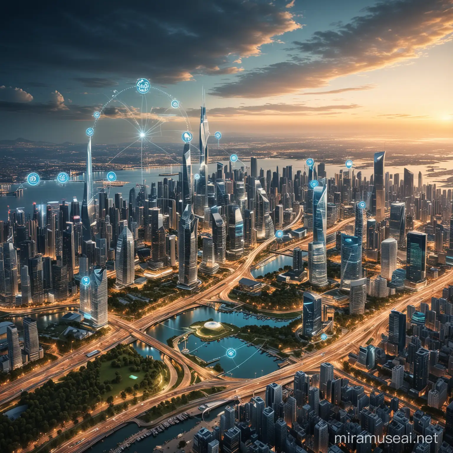 Futuristic Urban Landscape Embracing Technology in a Smart City