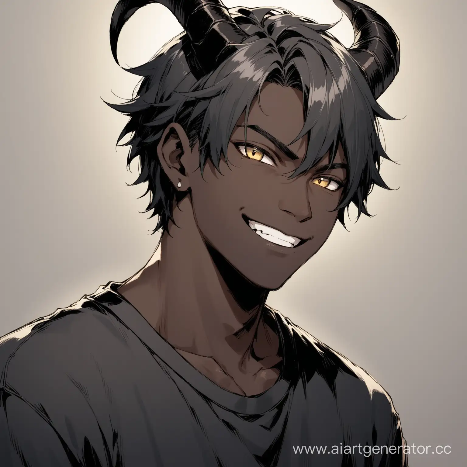 Young-Man-with-Ashen-Hair-and-Black-Horns-Smirking