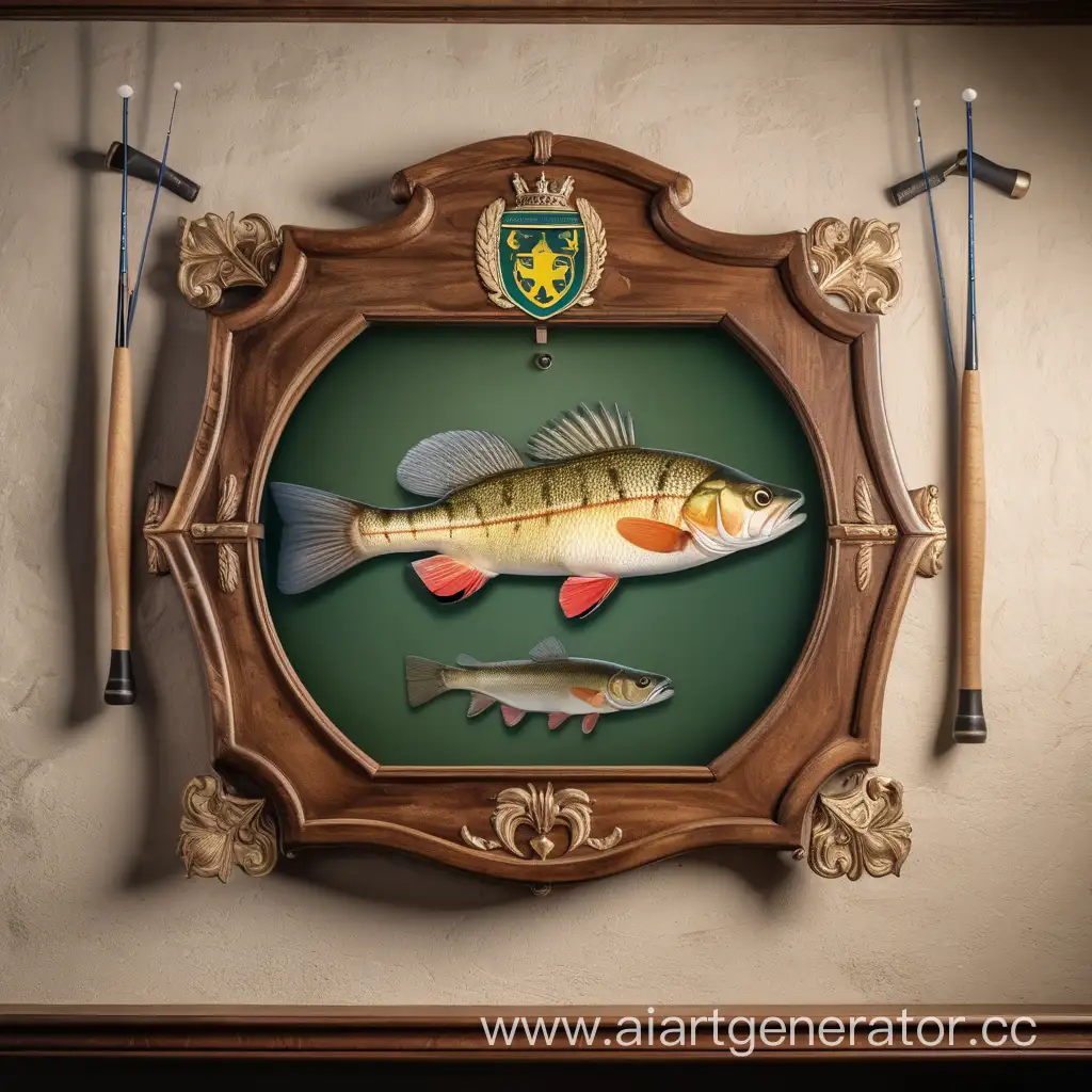 River-Perch-Fishing-Scene-with-Fly-Rods-and-Coat-of-Arms