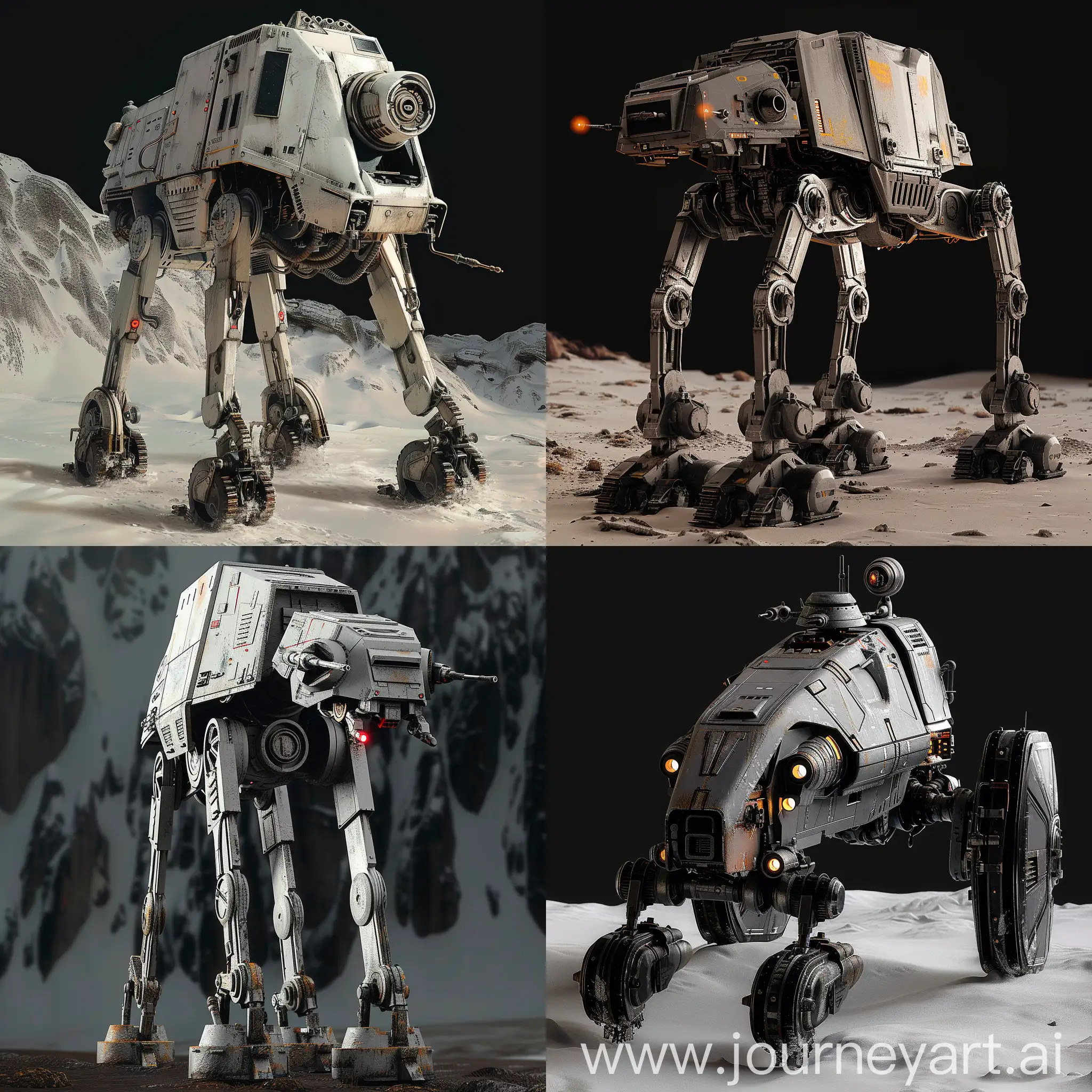 Futuristic Star Wars All Terrain Scout Transport https://static.wikia.nocookie.net/starwars/images/f/ff/ATST-SWBdice.png/revision/latest?cb=20230723050455, Advanced AI navigation system, Stealth mode, Energy shield technology, Advanced targeting system, Turbo thrusters, Adaptive camouflage, Drone deployment, Automated repair system, Personalized user interface, Integrated communication system, Nanomaterial armor, Nanite repair system, Nanosensors, Nanocommunication network, Nanodrones, Nanoweaponry, Self-repairing nanobots, Nanocloaking device, Nanomedicine dispenser, Nanopower source, Biometric security system, Genetic modification for enhanced performance, Bio-armor regeneration, Biofuel system, Bio-weaponry, Bio-sensors, Biomechanical systems, Bio-adaptive camouflage, Bioluminescent displays, Bio-inspired design, octane render --stylize 1000