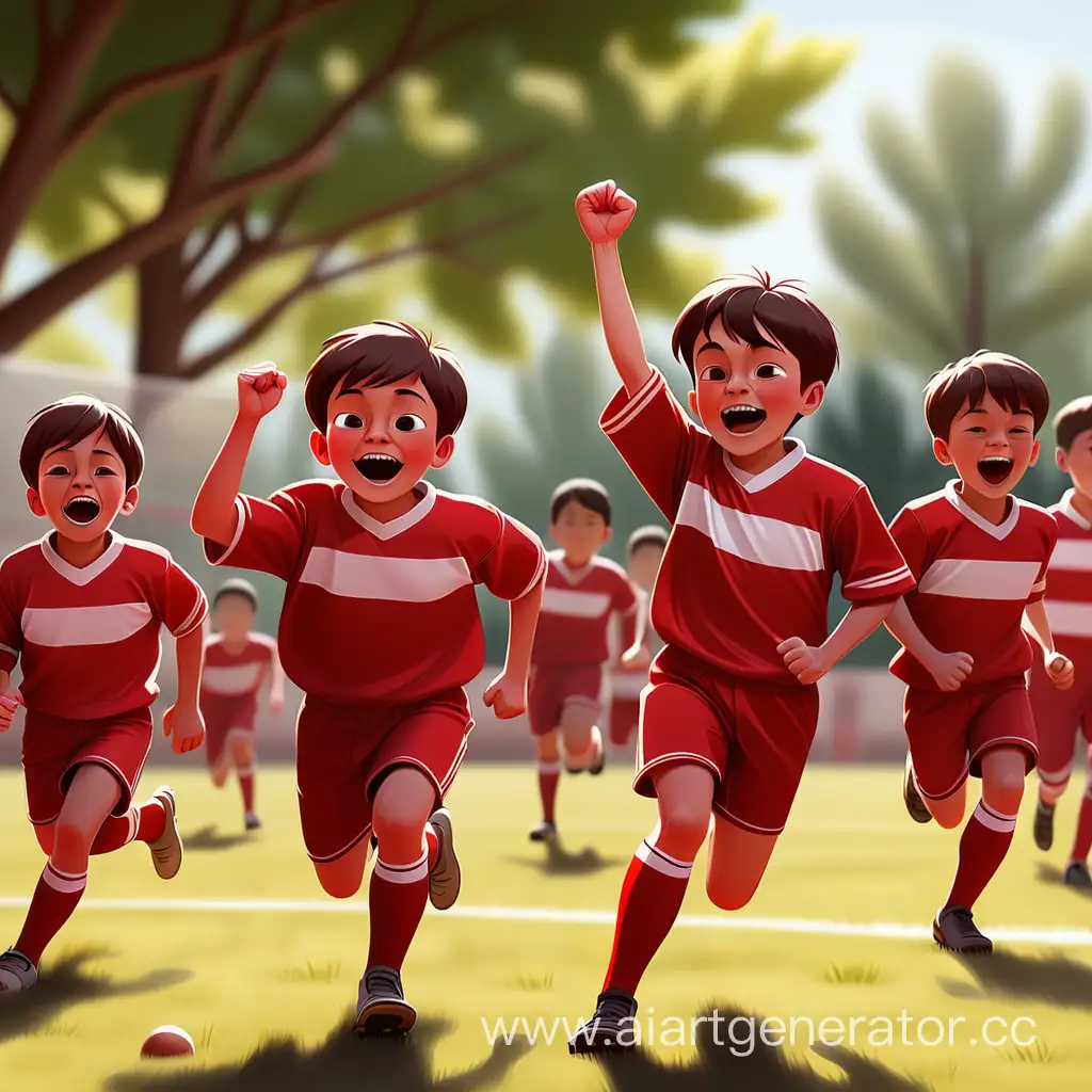 Joyful-Goal-Celebration-in-Football-Match-Red-vs-White-Uniforms
