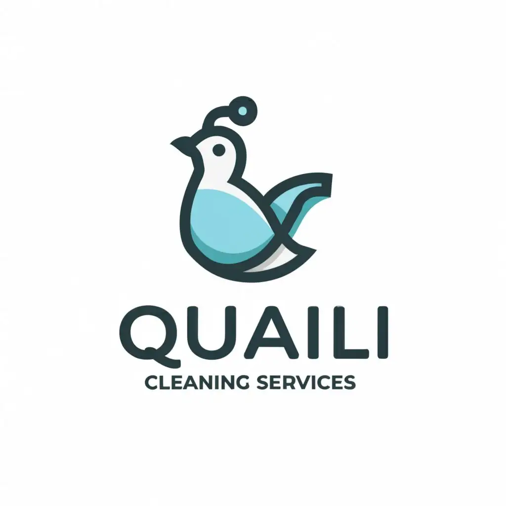 a logo design,with the text "Quail Cleaning Services", main symbol:Quail Mop,Minimalistic,clear background