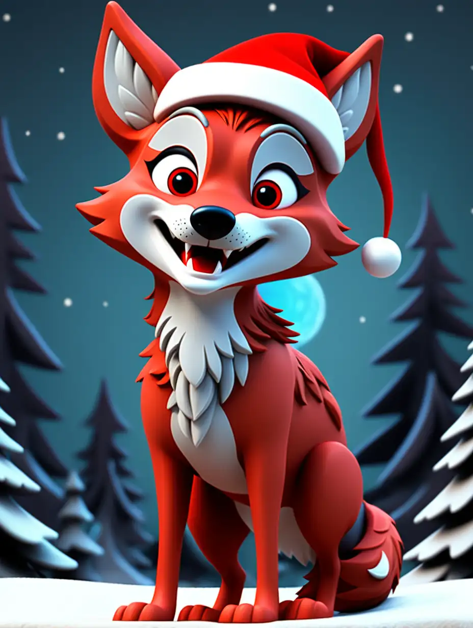  christmas, happy red wolf animation