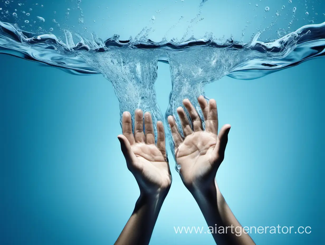 Refreshing-Hands-in-Clear-Water-on-Blue-Background