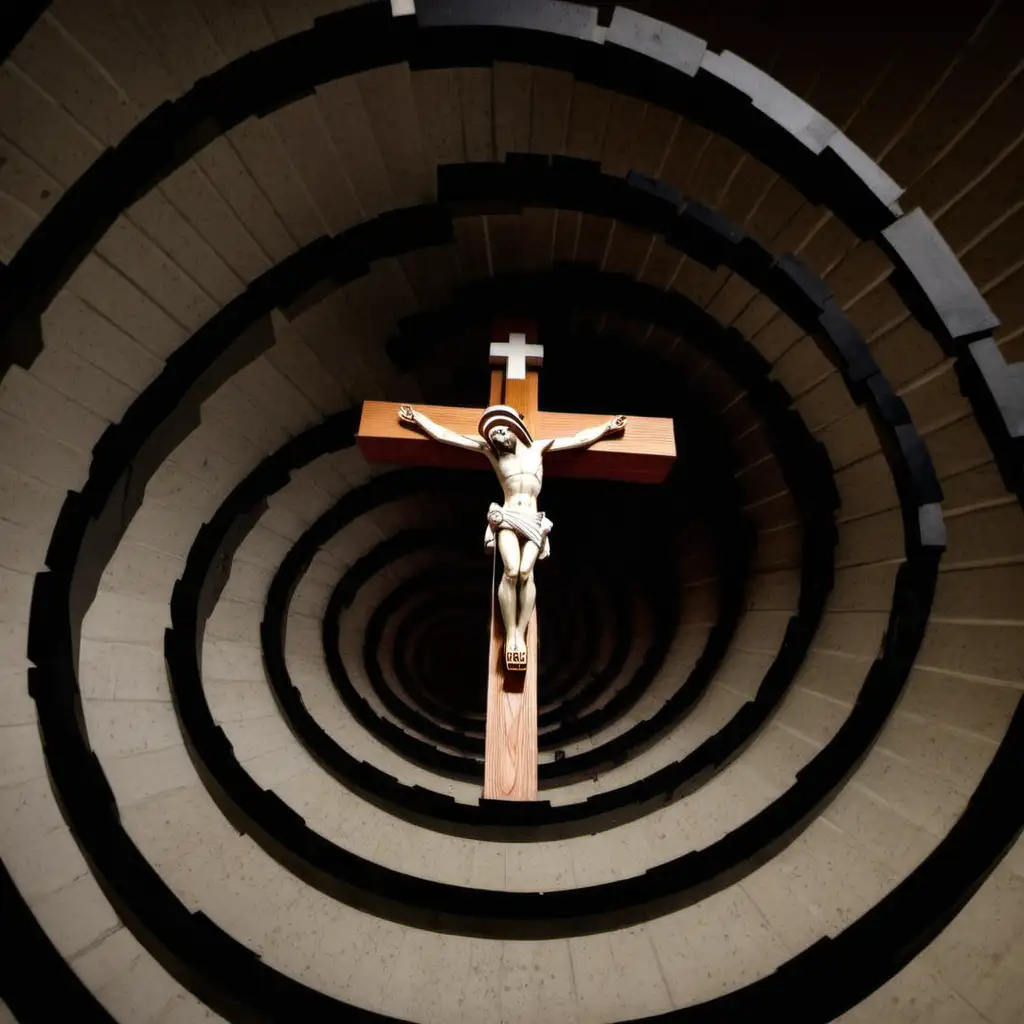 crucifix through a spiral