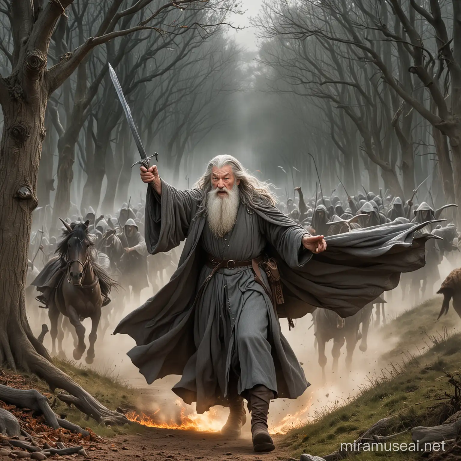 Gandalf the Grey Battling Nazgl