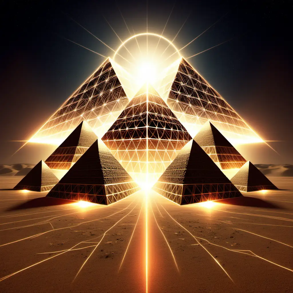 Futuristic Network of Light Pyramids