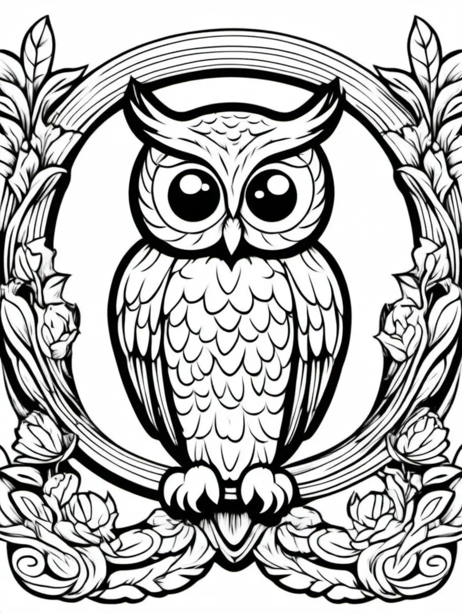 Letter o with an owl Kids coloring book