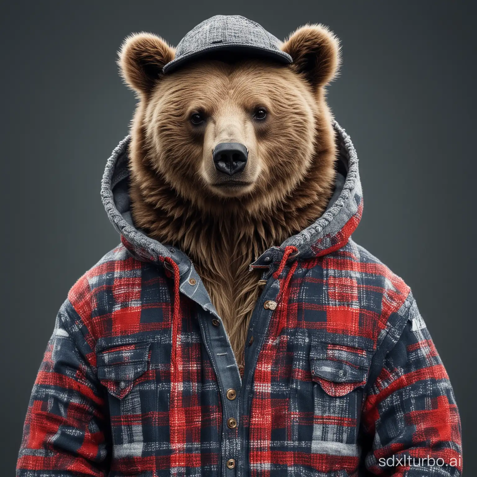 A bear wearing cool clothes
