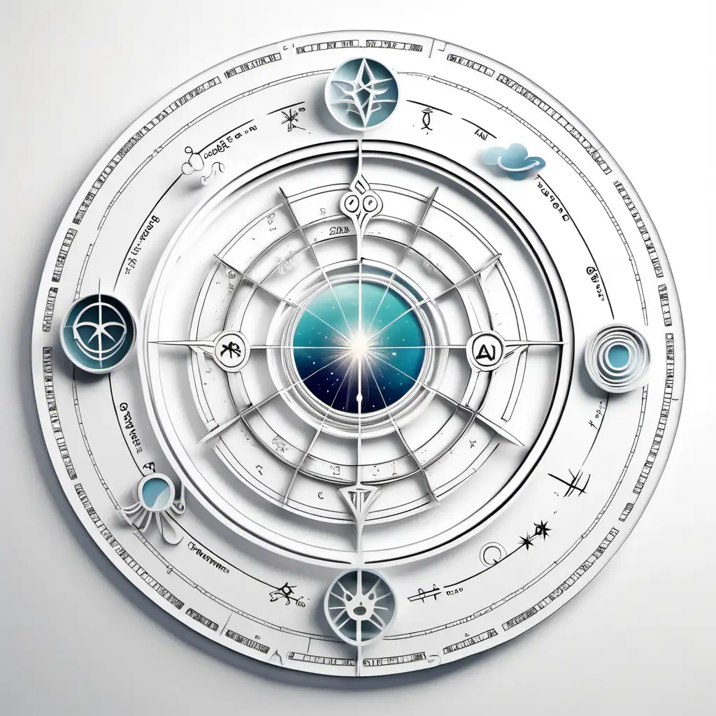 astrology air element on pure white paper front view
