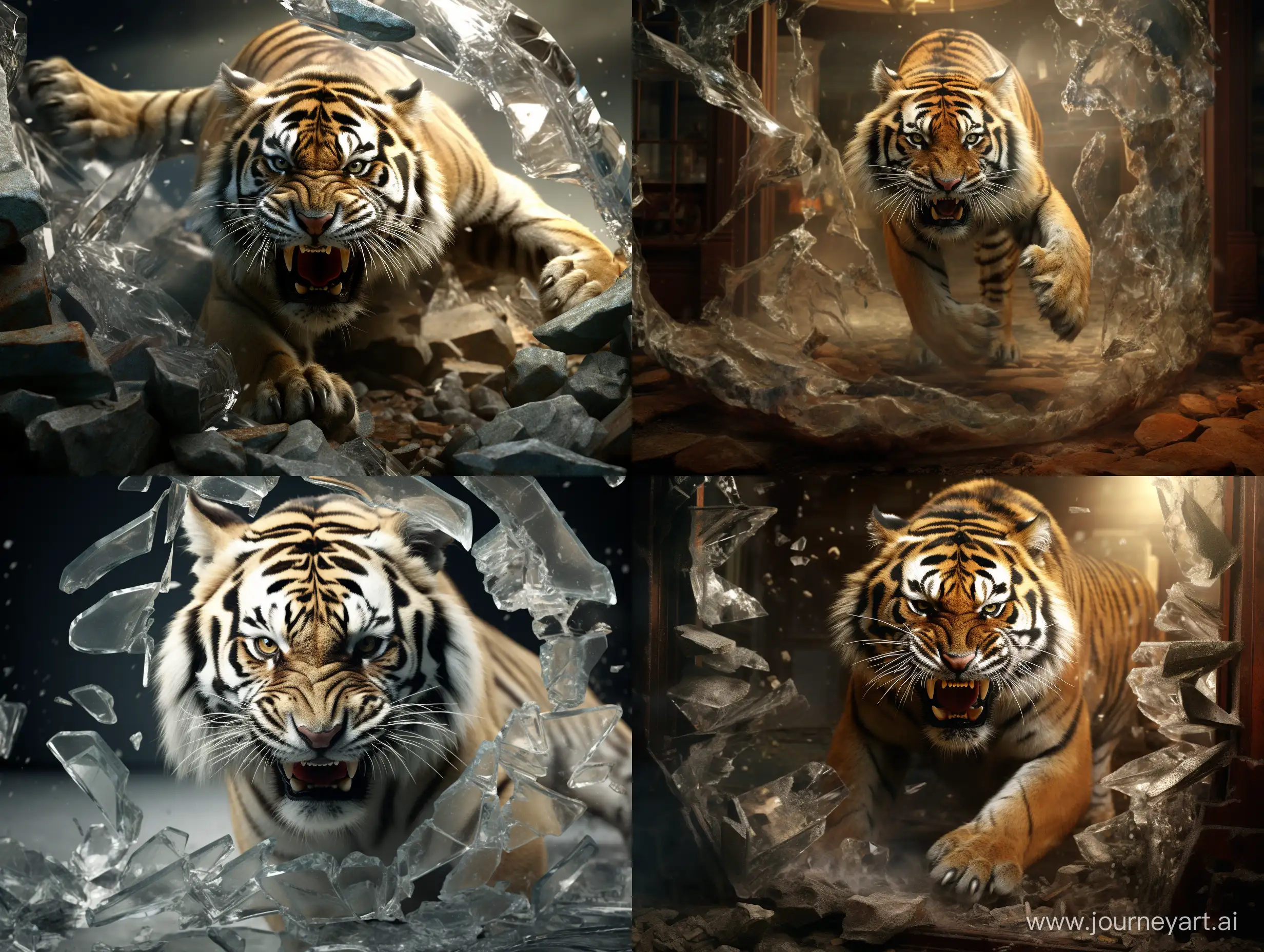 Fierce-Tiger-Leaping-Through-Shattered-Glass-in-Anger