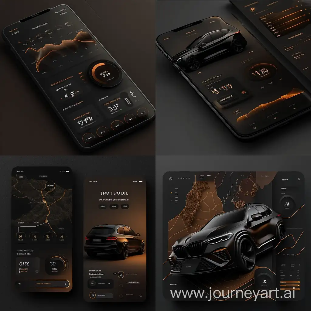 Do an mobile app design, UI UX, for the vehicle driver, where he can send fuel data and see car position on map. Should have an visual appeling , but for an serious business. Dark theme