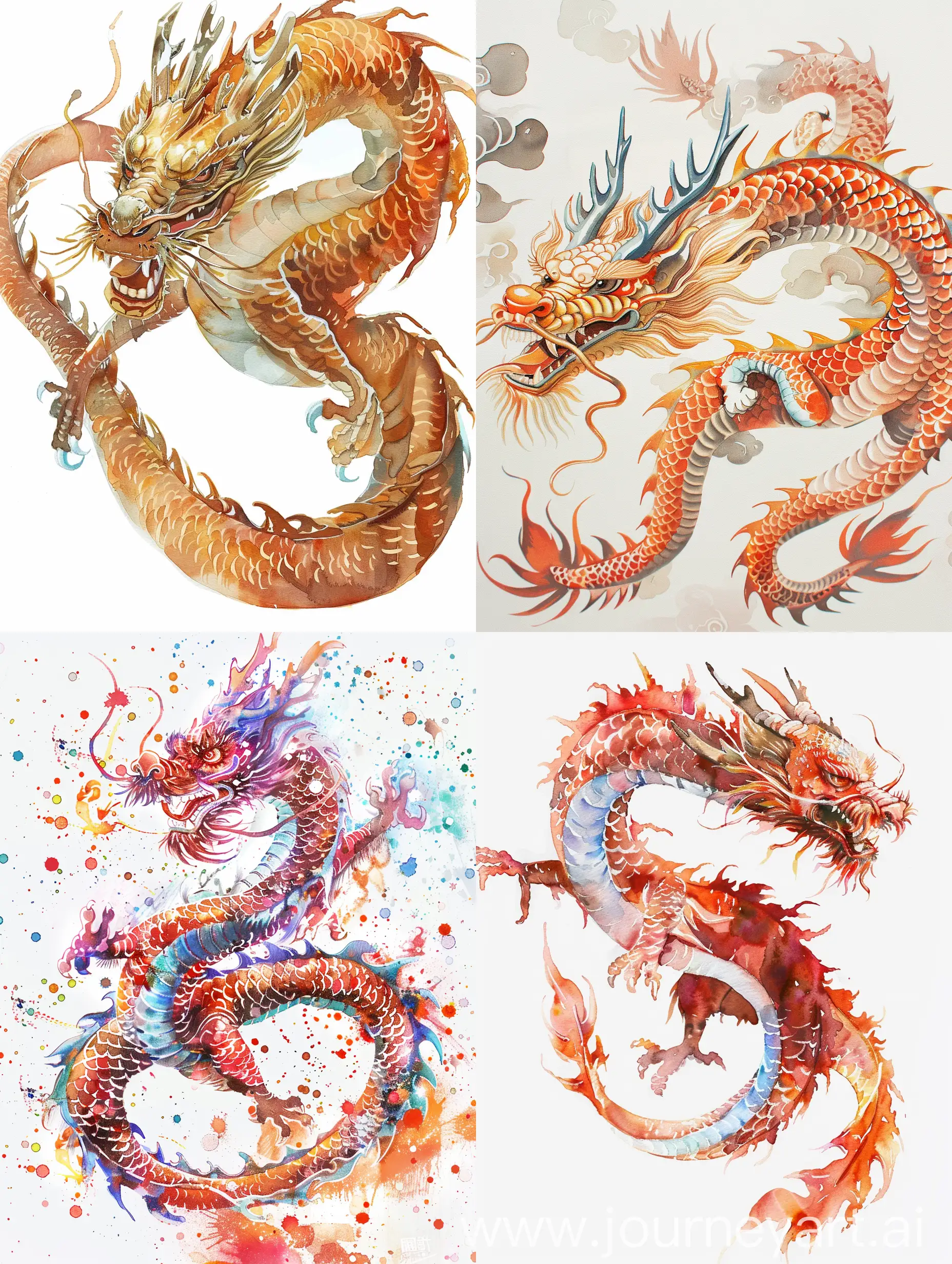 Vivid-Watercolor-Chinese-Dragon-on-Pure-White-Background
