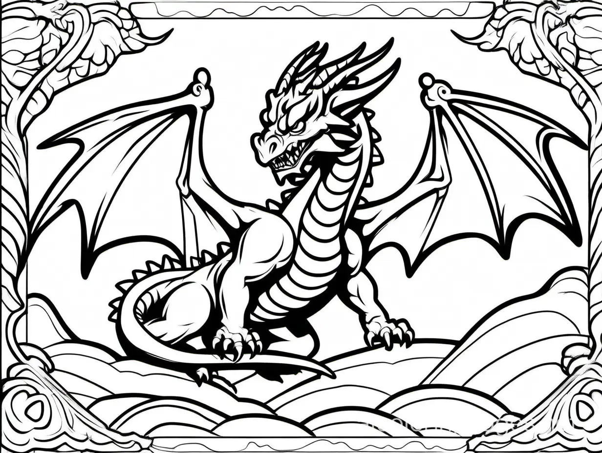 Evil-Dragon-Coloring-Page-for-Kids-Simple-and-Engaging-Line-Art