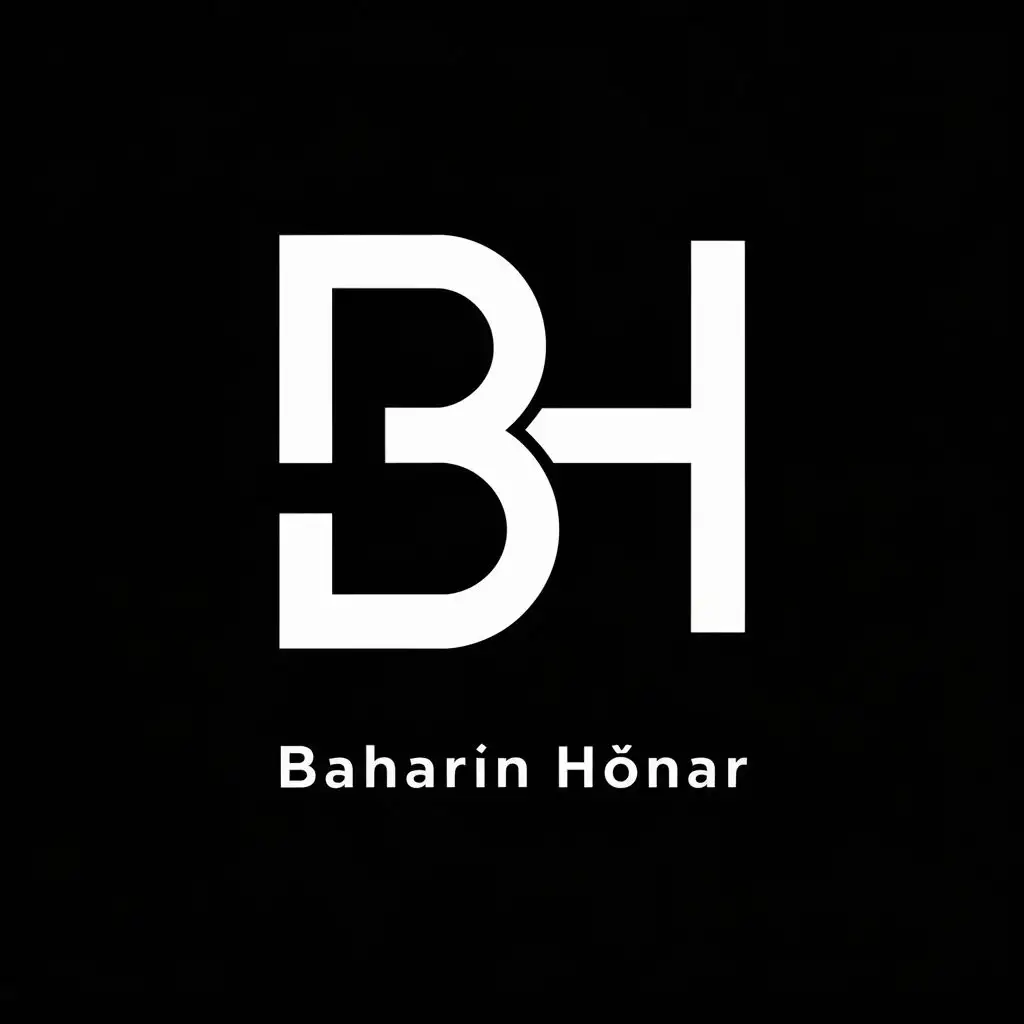 logo, a complex combination of 'B' and 'H', with the text "Baharin Honar", typography