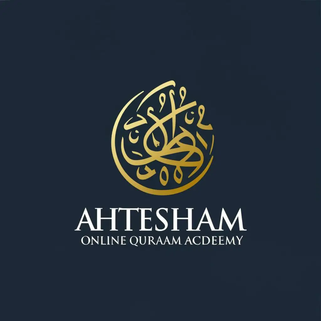 logo, Quran, with the text "Ahtesham online Quran academy", typography, be used in Education industry