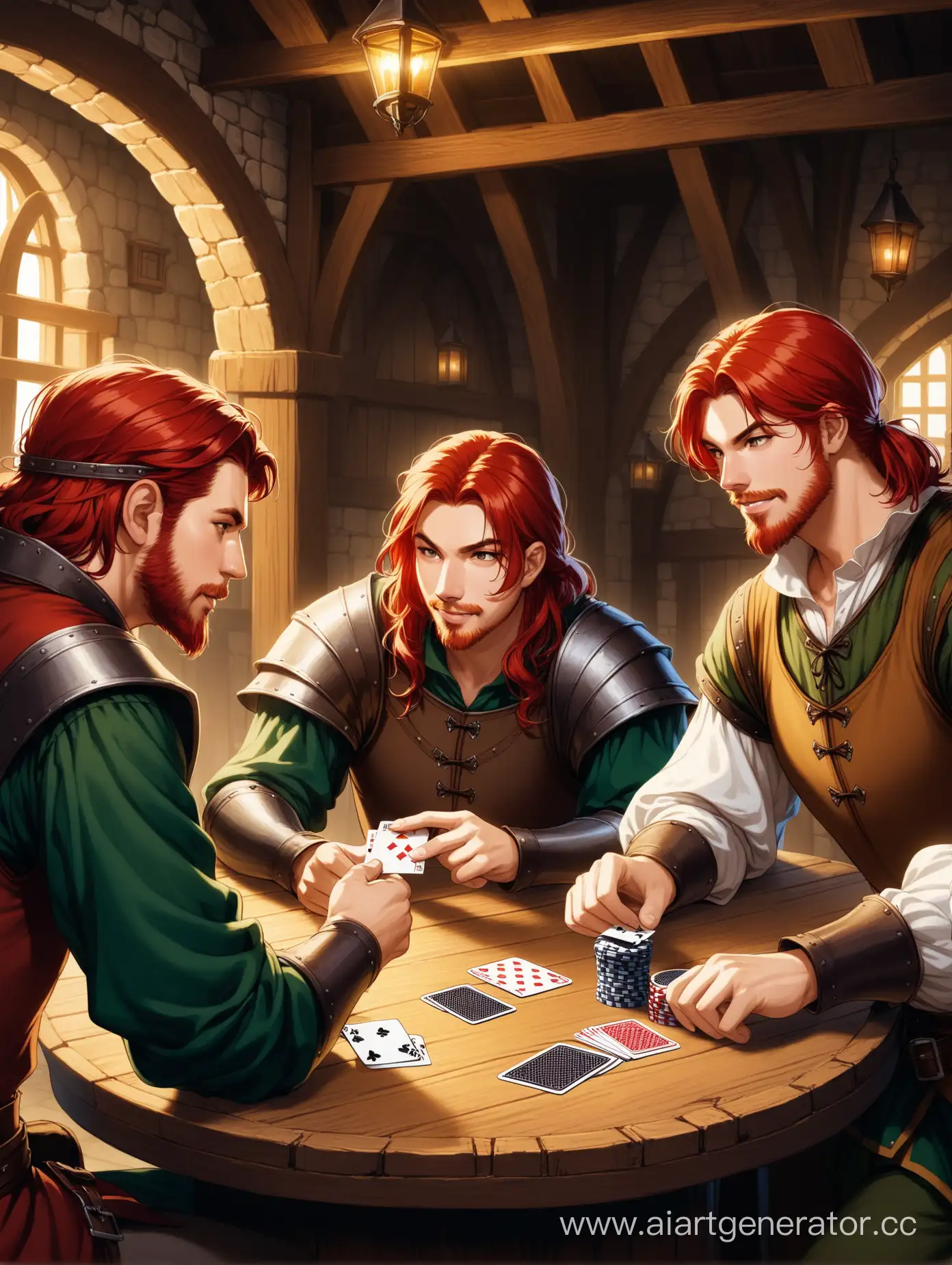 Medieval-Tavern-Trio-Engaged-in-Card-Game