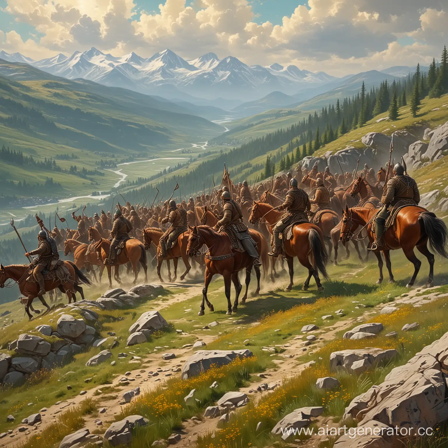 Scythians-Riding-Horses-Across-Snowy-Mountain-Peaks