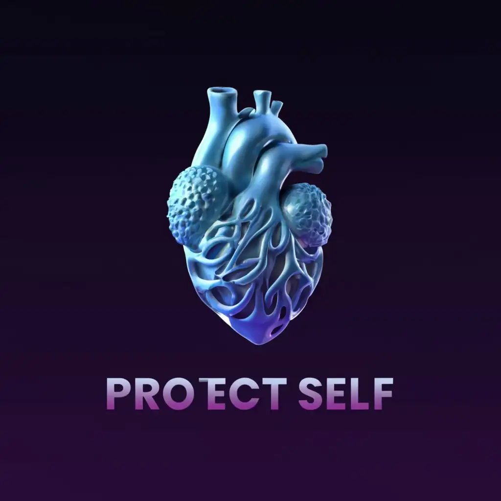 a logo design,with the text "protect self", main symbol:human heart 3d,complex,clear background